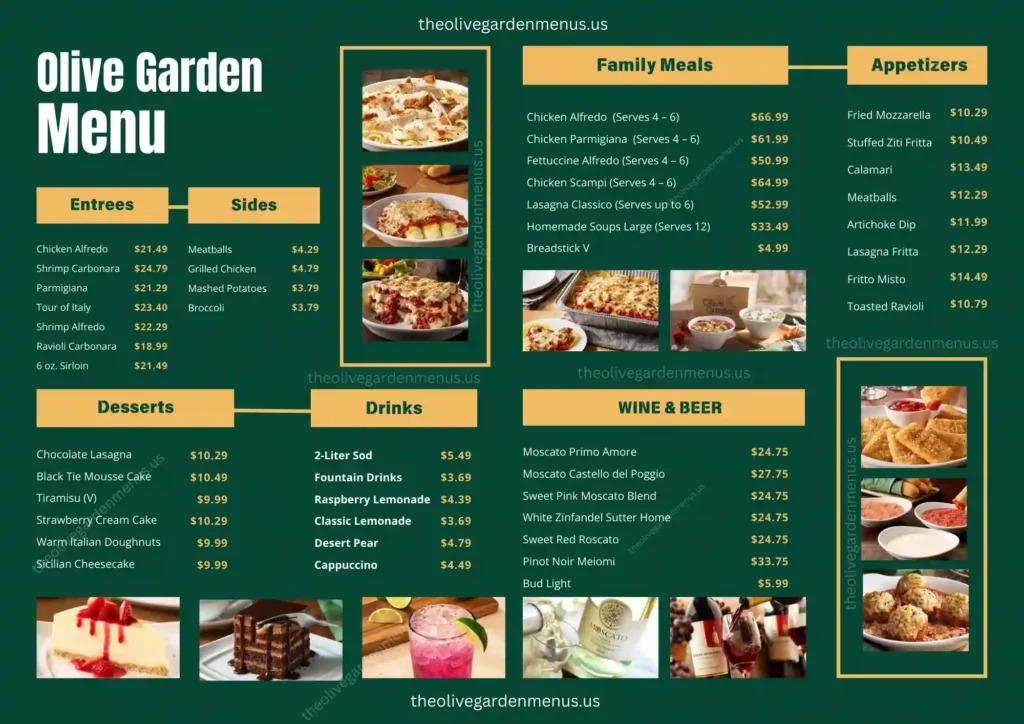 Olive Garden Menu Card