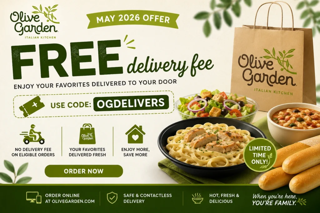 Free delivery offer at Olive Garden